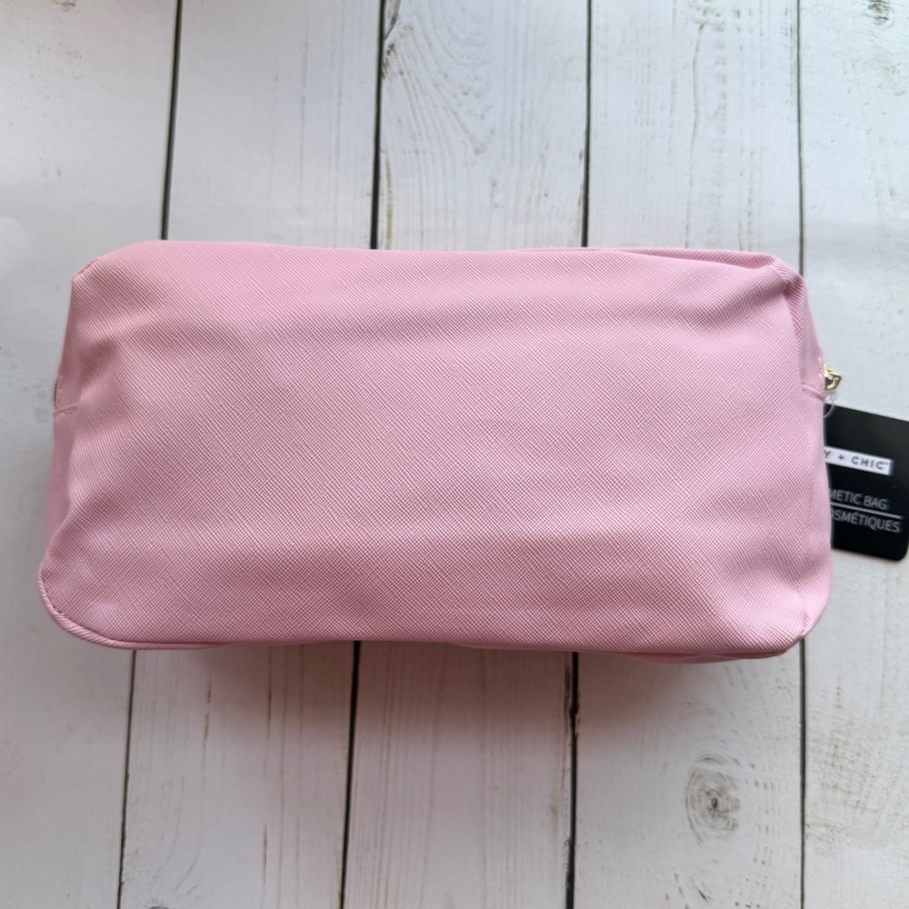 GLAM Pink Cosmetic Bag - Glam Embroidered Makeup Case - Picture 3 of 7